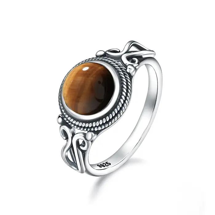 Bague Vintage en argent Sterling 925 avec pierre de Labradorite naturelle