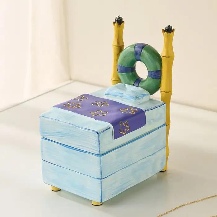 Boîte de rangement de bijoux polyèdre peinte à la main pour femmes, boîte de rangement de bijoux pour bureau et décoration de maison, boîte de rangement de bijoux pour anniversaire et cadeau spécial