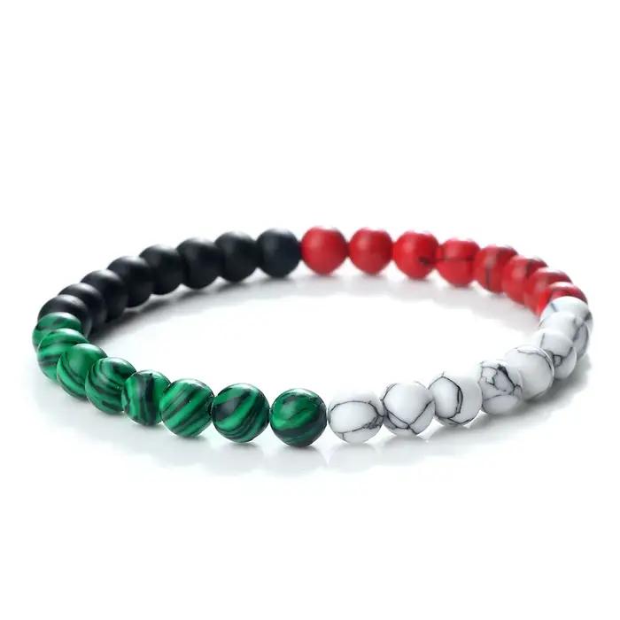 Bracelet de perles drapeau palestinien coton tressé classique pour femmes et hommes rouge noir blanc vert symbole national cadeau occasions spéciales