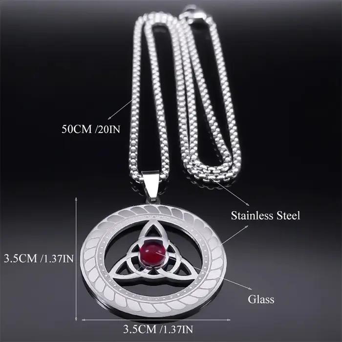 Collier Triquetra celtique trinité noeud pour femmes hommes couleur argent acier inoxydable pierre sorcière colliers