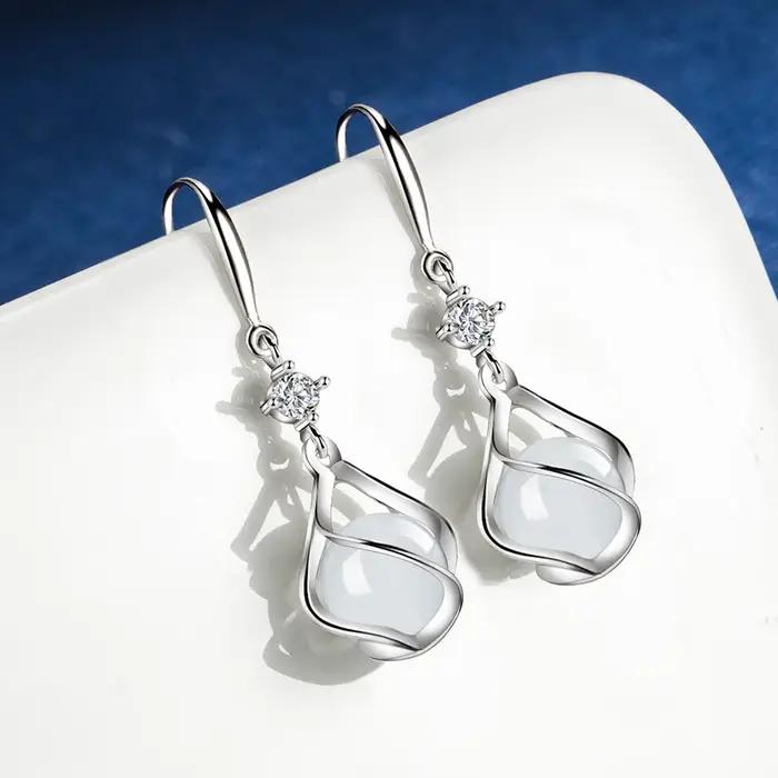 Boucles d'oreilles spirales élégantes en argent sterling 925 pour femmes