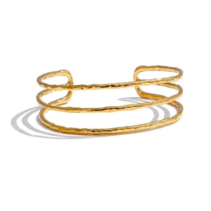 NiNice-Bracelet Ouvert en Acier Inoxydable, Unique, Couche de Métal Creux, Chic, 03/Bijoux, Vente en