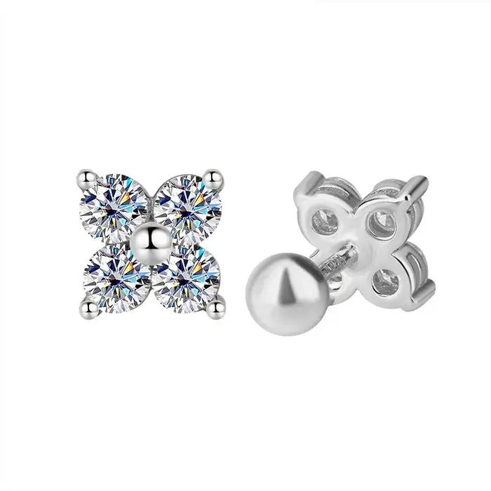 Trumium – boucles d'oreilles en Moissanite pour femmes, 1,2 ct, 3mm, en argent Sterling 925, quatre