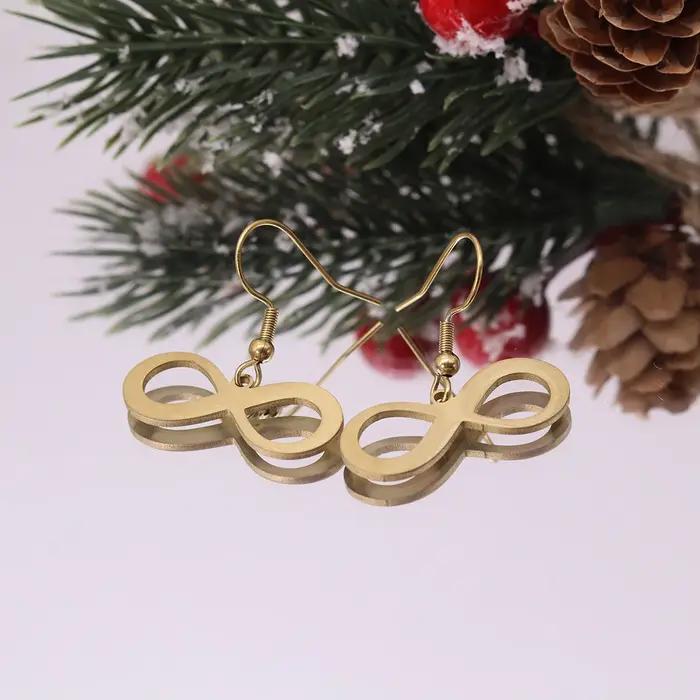 Kinitial – boucles d'oreilles Infinity 8 en acier inoxydable