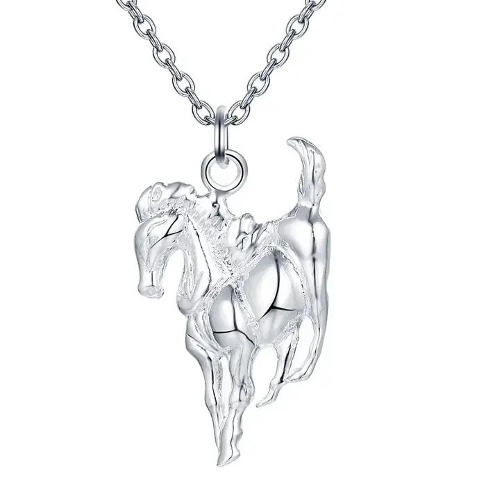 Collier en argent Sterling 925 pendentif cheval élégant bijou pour femmes mariage occasions spéciales