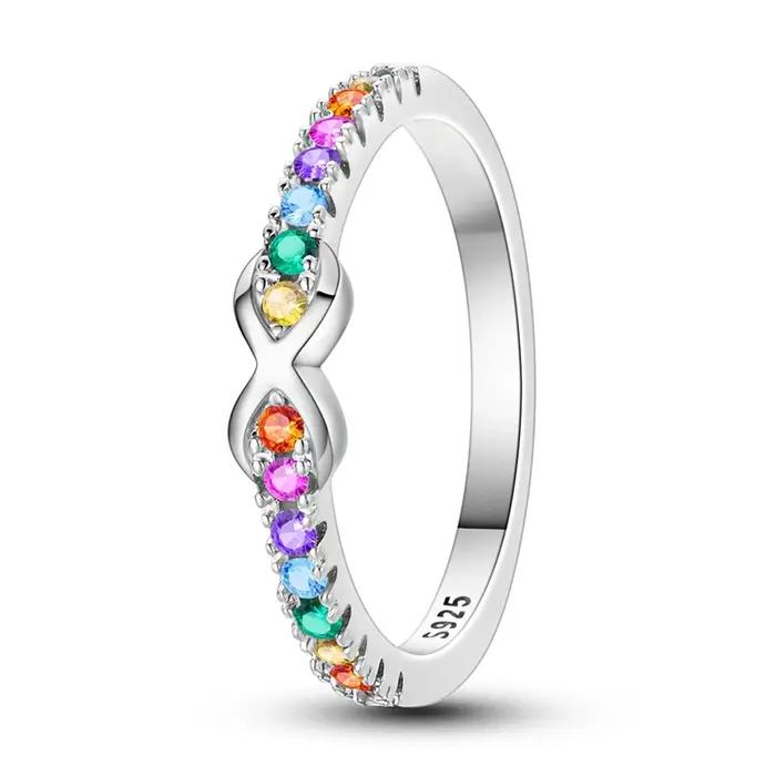 Bague Pandach en argent sterling 925 sertie de zirconium blanc pour femmes, idéale pour les occasions spéciales comme les mariages, fiançailles, anniversaires et plus