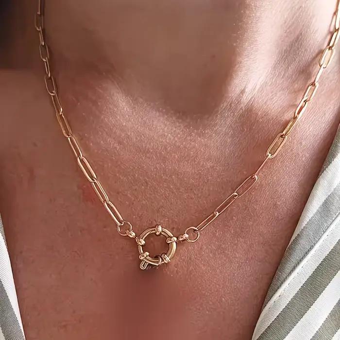 Collier ras-du-cou pour femme en acier inoxydable avec fermoir marin