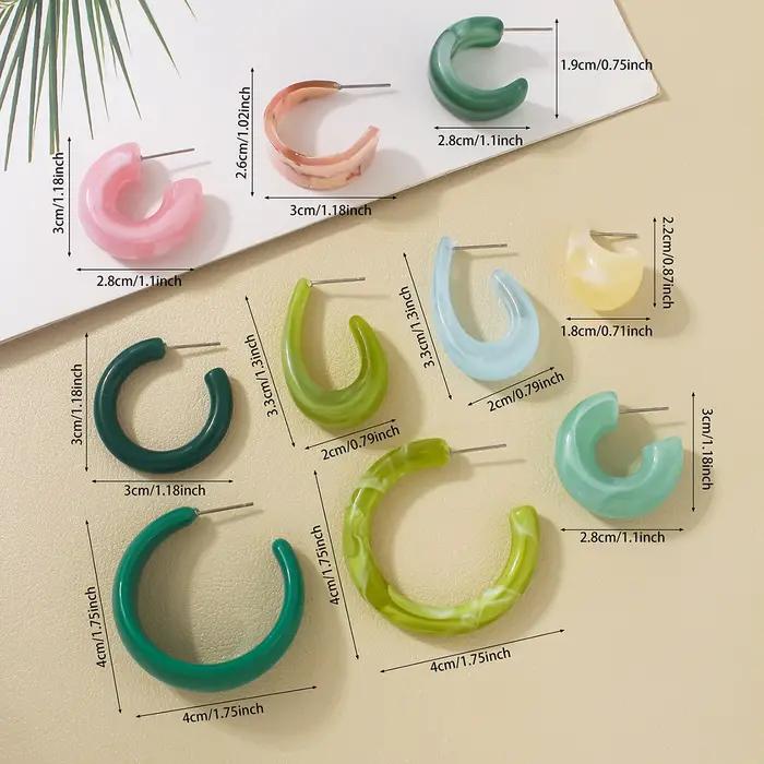Ensemble de boucles d'oreilles pendantes en résine élégante