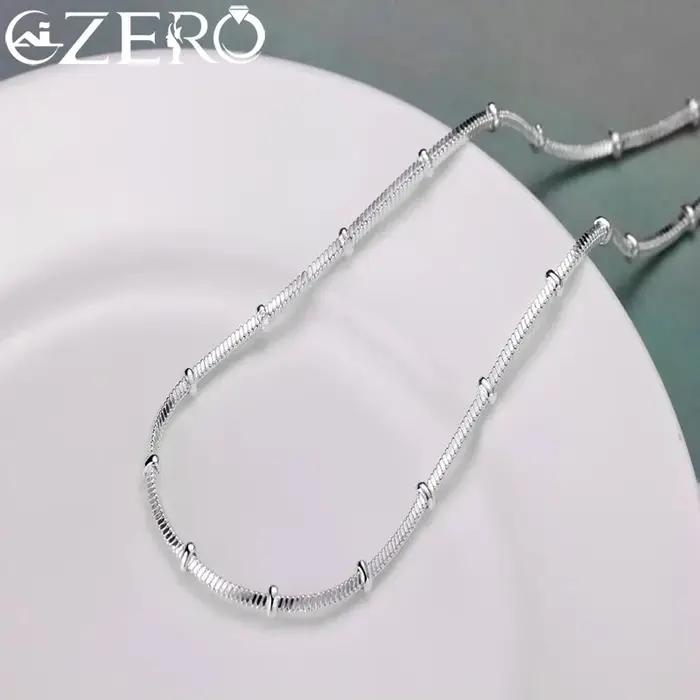 Collier en argent Sterling 45-50cm, chaîne serpent, belle perle Simple pour femmes, bijoux de mariag