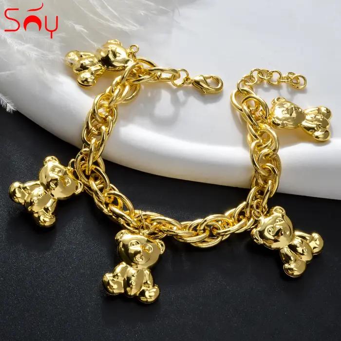 Bracelet à breloques en forme d'animaux de compagnie plaqué or pour femmes occasions spéciales fantaisie douceur