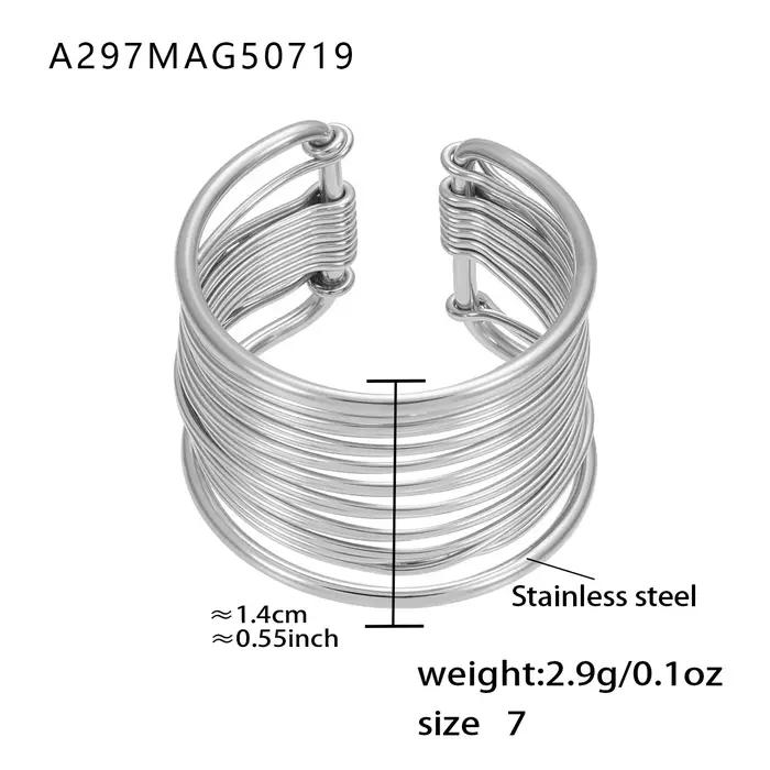 Amaiyllis minimaliste fait à la main enveloppant brossé collier Bracelet anneau exagéré en acier ino