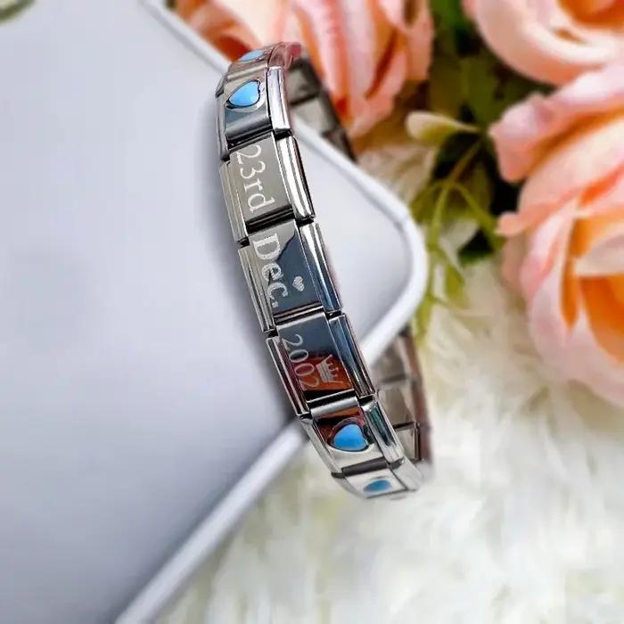 Nouveau 2025 mode populaire Original Date de naissance breloque liens ajustement 9mm Bracelet en acier inoxydable bijoux bricolage fabrication