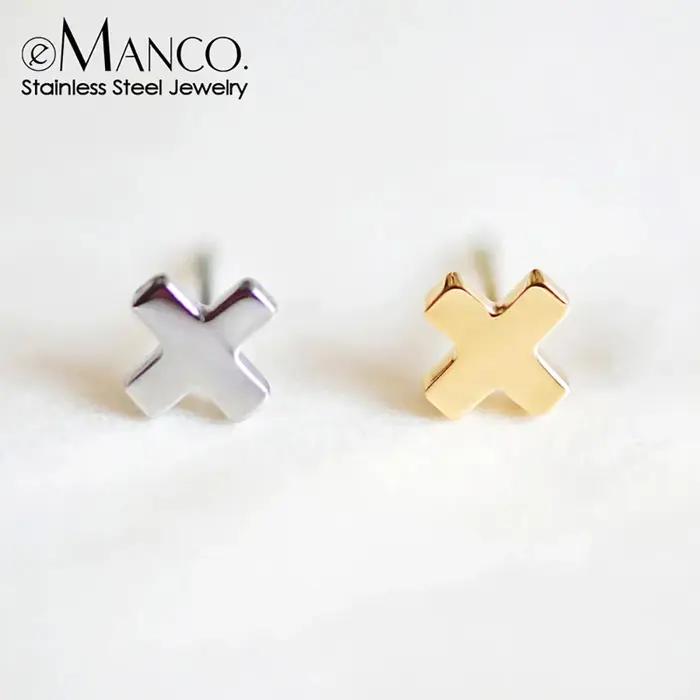E-Manco-Boucles d'oreilles minimalistes en forme de X pour femmes