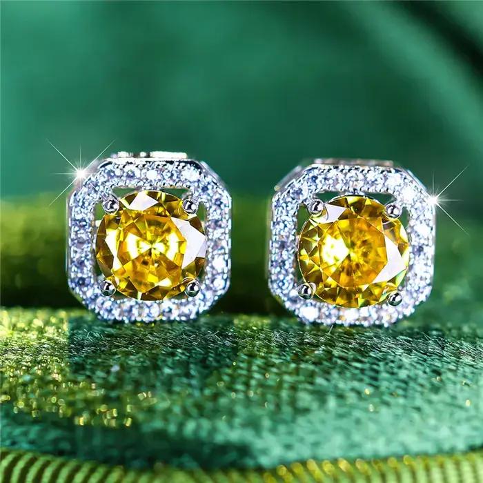 Boucles d'oreilles Boho rondes bleues en pierre de Zircon pour femmes, bijoux de mariage d'été coule