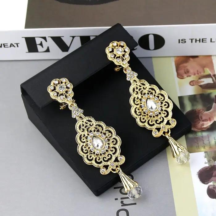 Sunspicems Chic marocain boucle d'oreille pour les femmes algérie boule de cristal longue boucle d'o