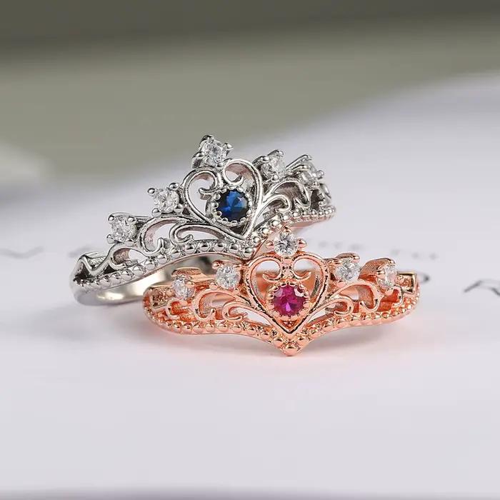 Bagues couronne de princesse pour adolescentes et femmes