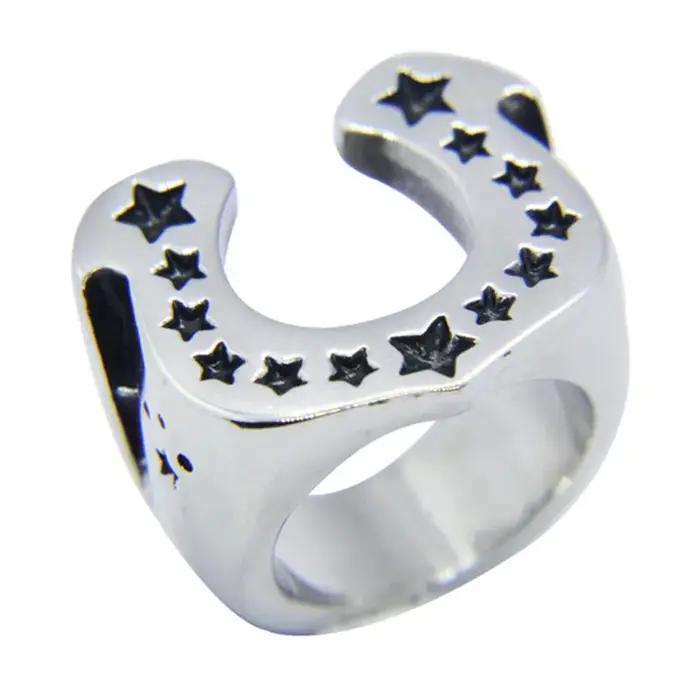 Bague fer à cheval solide en acier inoxydable 316L