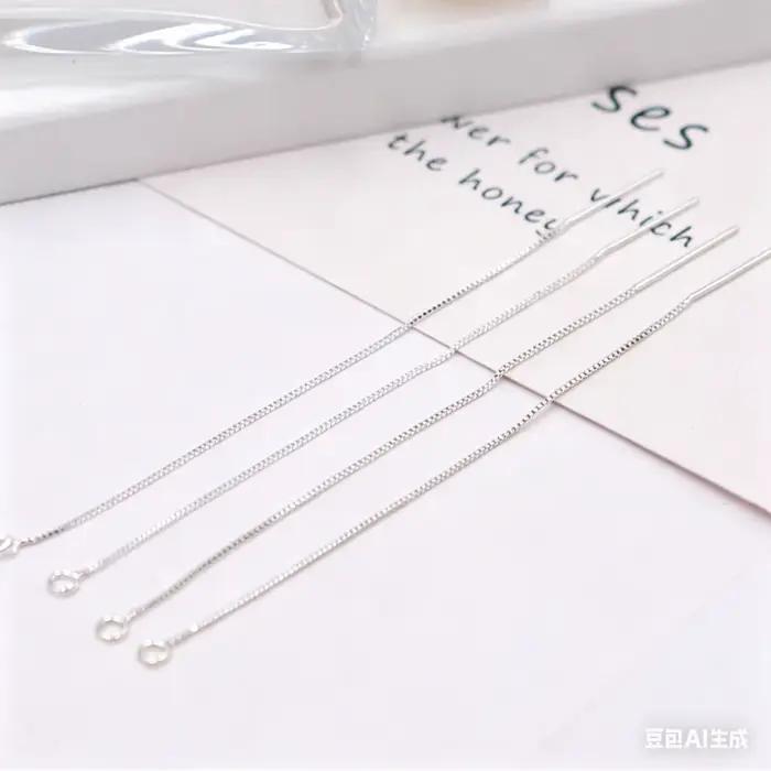 Accessoires de bijoux DIY en argent sterling 925 : Chaîne de boîte, fil d'oreille et fil de base pou