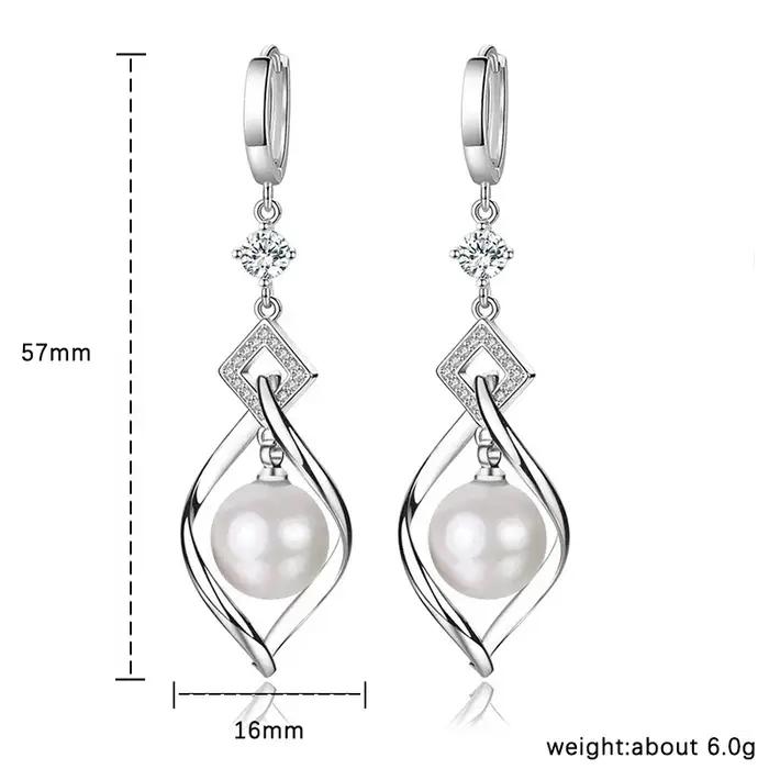 Andara 925 en argent Sterling AAA Zircon boucles d'oreilles en perles naturelles pour les femmes mode magnifique bijoux de fête de fiançailles de mariage