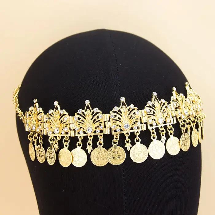Sunspicems couleur or classique algérien traditionnel bijoux femmes chaîne de cheveux bandeau collier ras du cou motif creux arabe