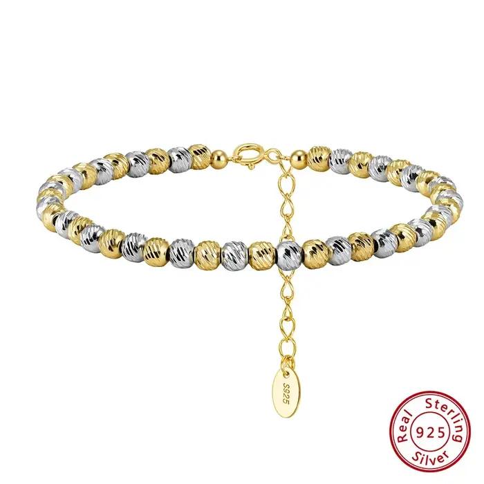 ORSA JEWELS véritable S925 argent 4MM chaîne de perles Bracelet pour femmes perles rondes Bracelet e