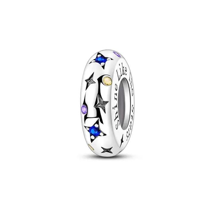 925 argent Sterling petit Van Gogh ciel étoilé breloques perle CZ Zircon brillant
