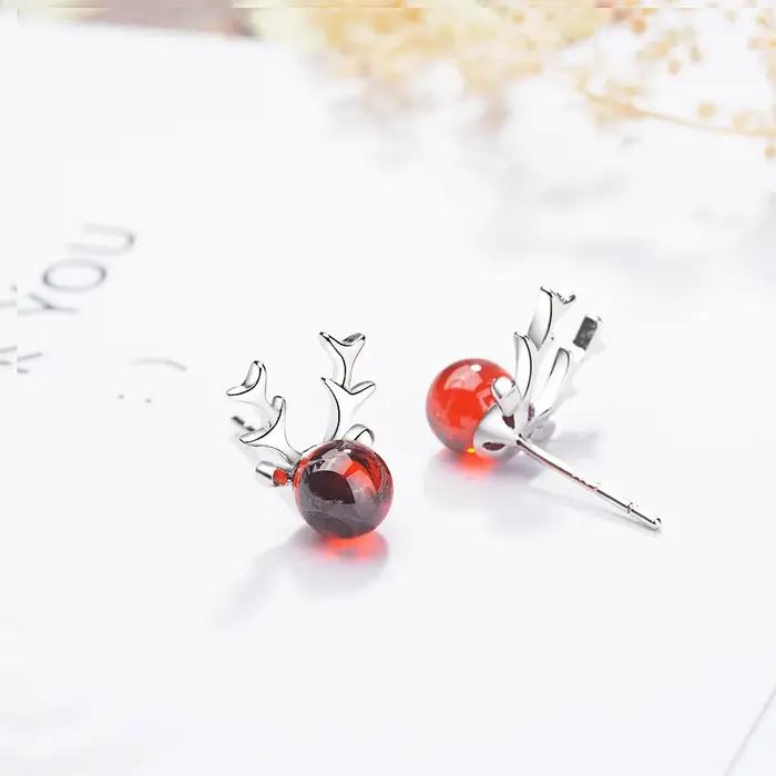 Boucles d'oreilles en forme de cerf de noël pour femmes