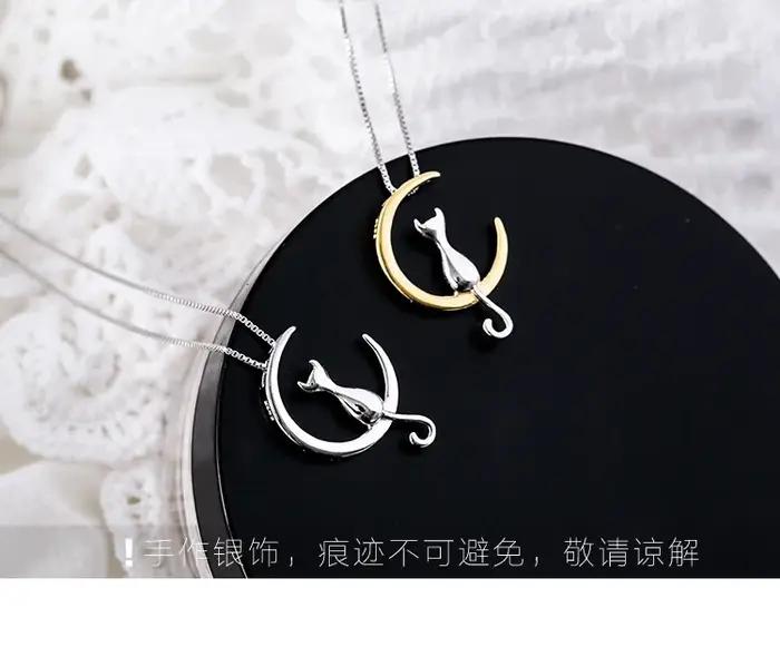 Nouveau 925 en argent Sterling lune chat colliers pendentif mode