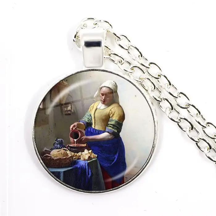 Pendentif de peinture à l'huile pour femmes et filles, 25mm, bijoux en verre, cadeau