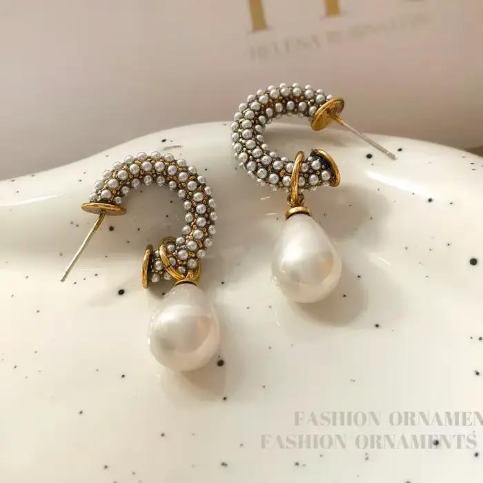 Boucles d'oreilles en forme de larme élégantes imitation perle pour femmes accessoires de mode bijoux tendance occasions spéciales