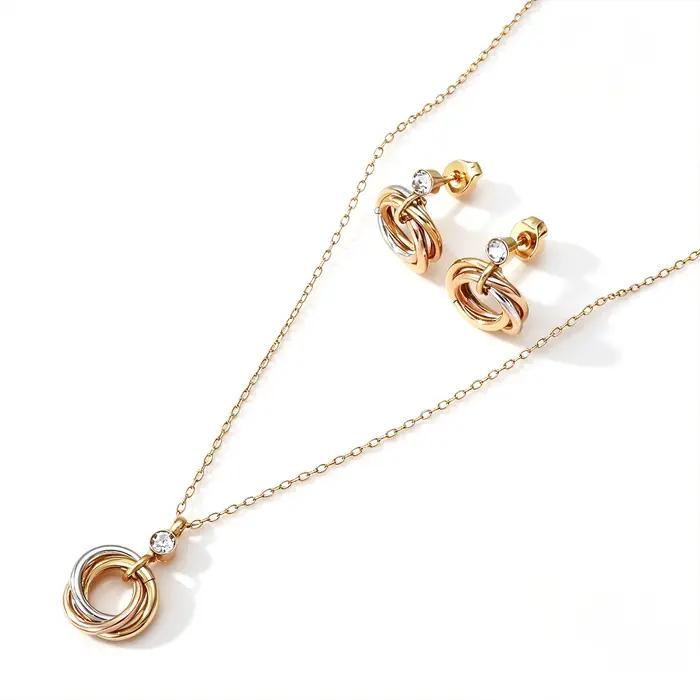 Ensemble de bijoux pour femme : collier et boucles d'oreilles minimalistes et élégants, plaqués or b