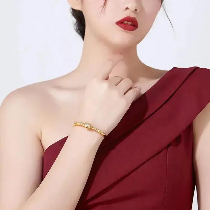 Bracelet en or AU999 certifié NGTC pour femmes occassions d'engagement et cadeaux romantiques