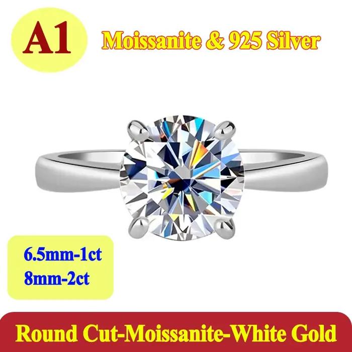 Bagues de luxe en moissanite radiante de 1 à 2 carats pour femme