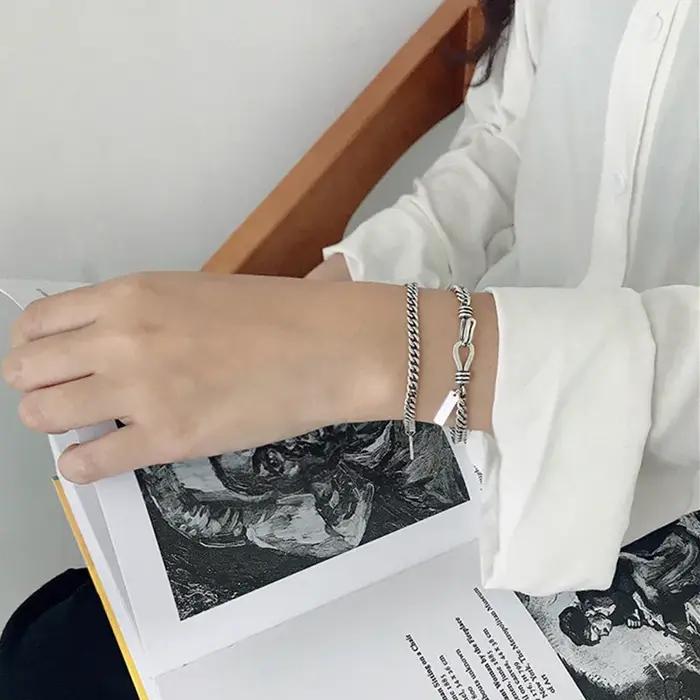 ANENJERY lune étoile Imitationn perle Bracelet à breloques 925 argent Sterling dégradé pierre