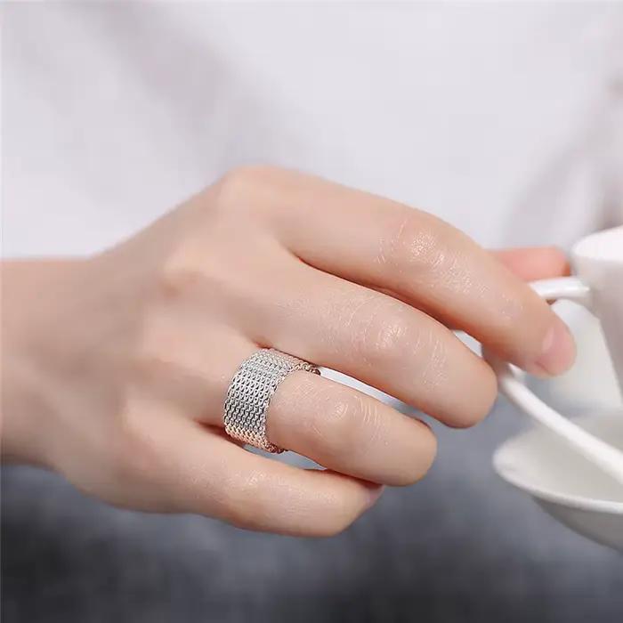 Bague creuse en argent Sterling 925 pour femmes, breloque à la mode, bijoux de fiançailles et de mariage