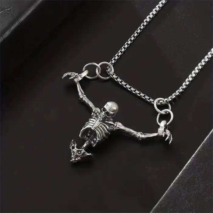 Collier crâne Punk, pendentif crâne de captivité