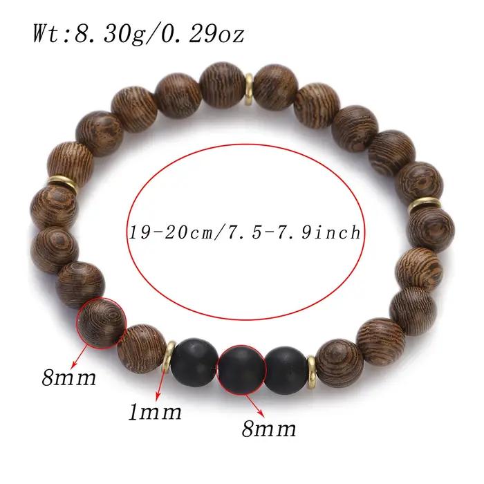 Bracelet ethnique tibétain en bois naturel pour hommes et femmes