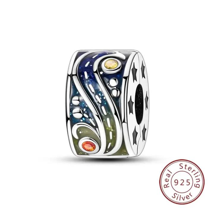 Offre spéciale nouveau 925 en argent Sterling Van Gogh ciel étoilé série pendentif breloques bijoux ajustement Original 925 Bracelet pour les femmes bricolage cadeau