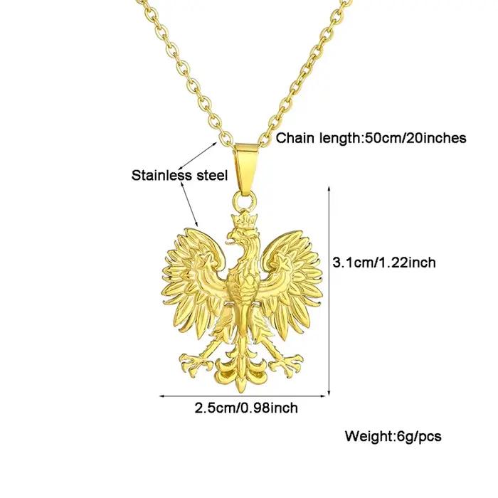 Collier aigle polonais en acier inoxydable or argent pour femmes style ethnique occassions festives