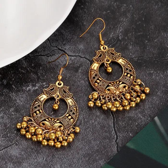 Boucles d'Oreilles Rétro en Or Ethnique
