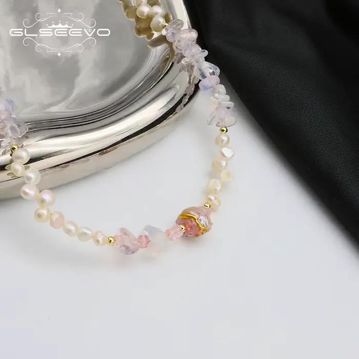 GLSEEVO-Collier Élégant en Perles Blanches pour Femme, Breloque en Clip Naturel, Baroque, Doux, Bijoux de ixde Mariage, Cadeaux, 2024