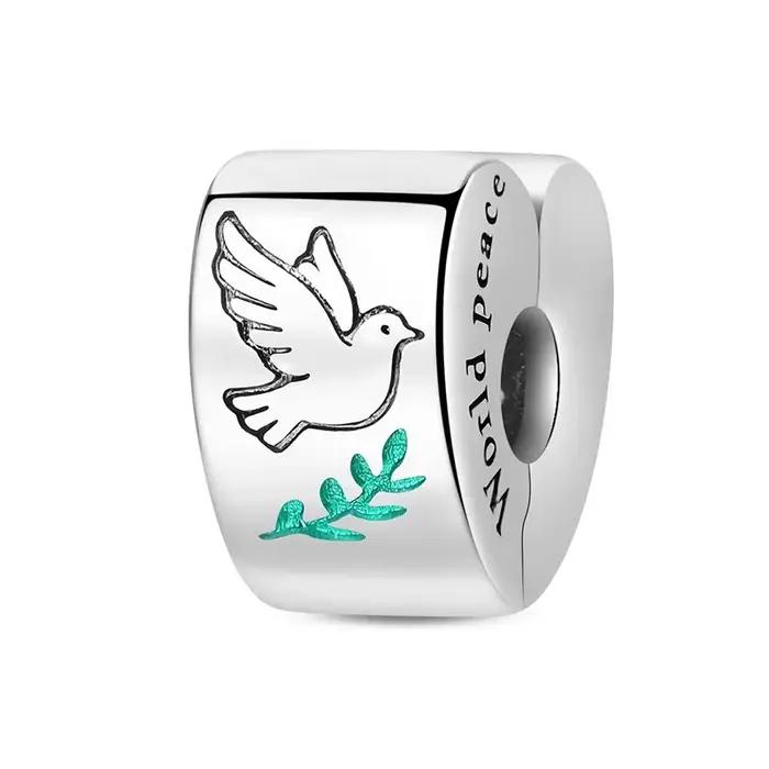 Breloques en forme de cœur colombe de la paix en argent Sterling 925 pour femmes