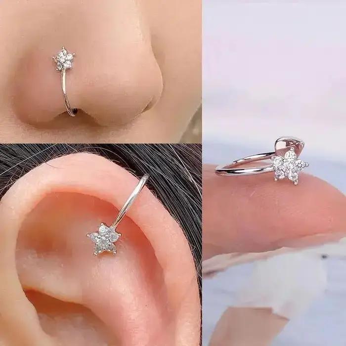 Boucle d'oreille clip sans piercing pour femme, fleur en cristal, papillon, cuir chevelu, faux cartilage, mancommuniste d'oreille, bijoux de fête, mode, 1 pièce