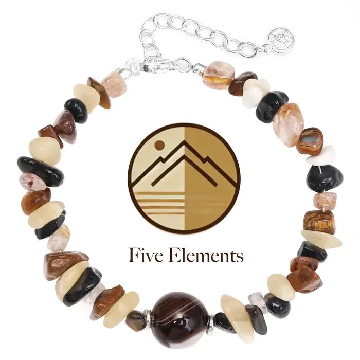 Bracelet réglable en cristal naturel à cinq éléments, guérison des chakras, richesse, cadeau porte-b
