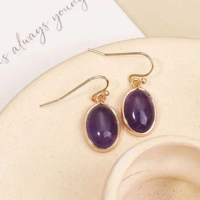 Boucles d'oreilles en pierres précieuses améthyste pour femmes