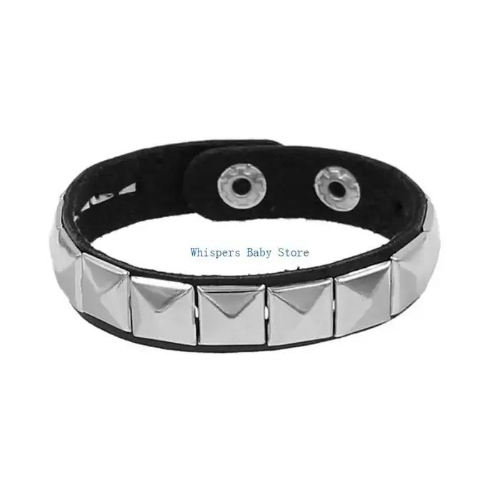 Bracelet punk en U90E avec des goujons carrés Bracelet en texture