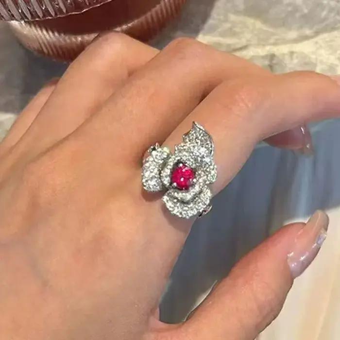 Bague ouverte vintage en argent sterling 925 pour femme