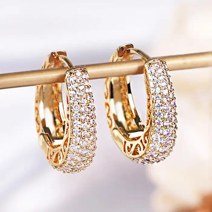 Huitan – boucles d'oreilles créoles creuses couleur or pour femmes
