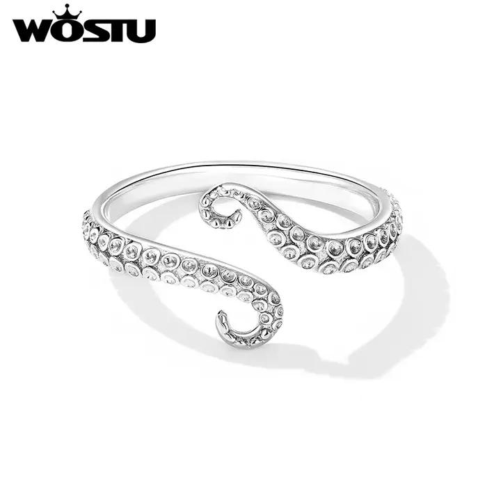 WOSTU Bague ouverte en forme de cheval de mer arc-en-ciel pour femme