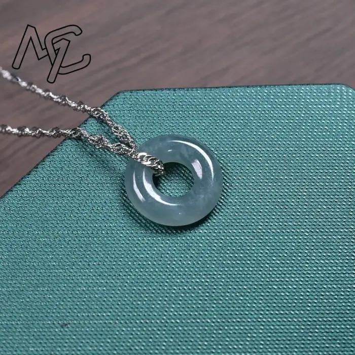 Pendentif Jadéite Birmane Beignet Ping An Noeud Symbole Paix Prospérité Occasions Spéciales Bijoux Mode Charms TALISMANS